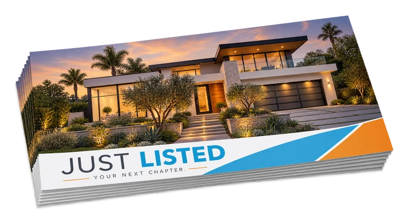 Real estate 6 by 11 postcard with contemporary home photography sample